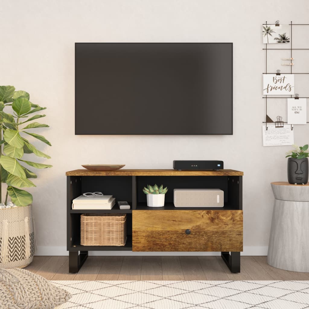 Tv-Meubel 80X33X46 Cm Massief Mangohout En Bewerkt Hout